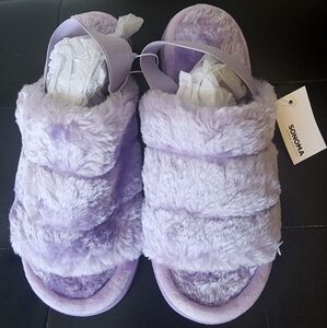 NWT Womens Sonoma Faux Fur Slide Slipper with Backstrap